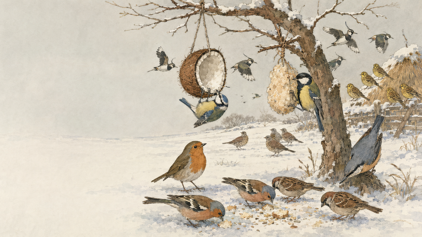 Illustration for Birds of the Air Chapter 10, Bird-Food in Winter