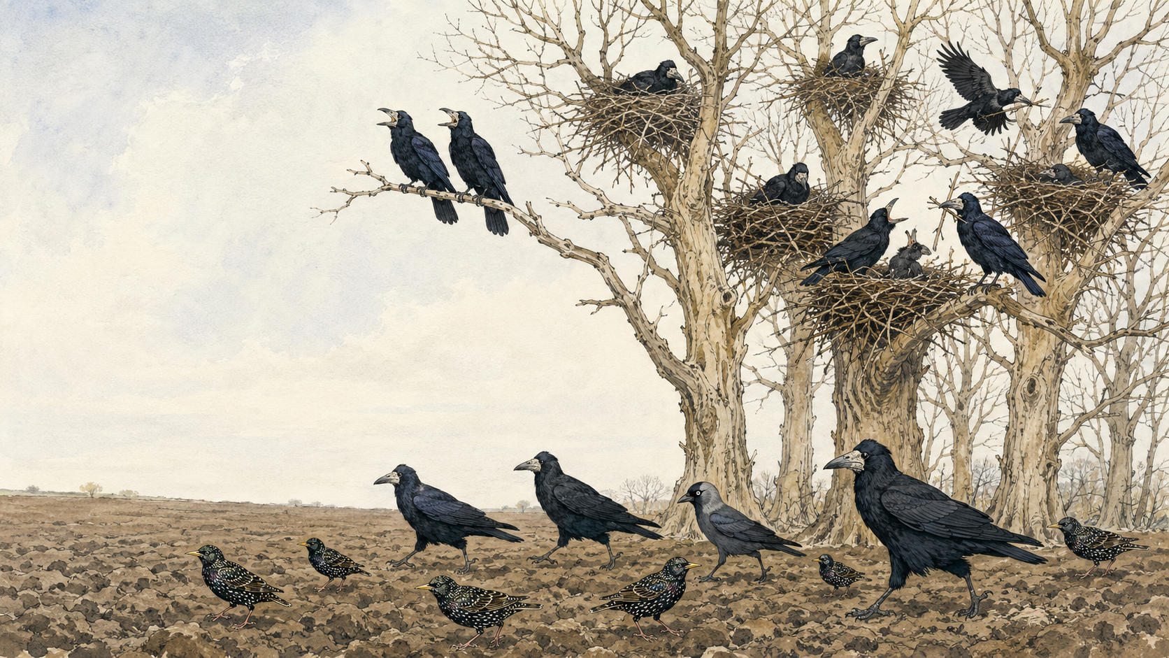 Illustration for Birds of the Air Chapter 13, Rooks and Their Companions