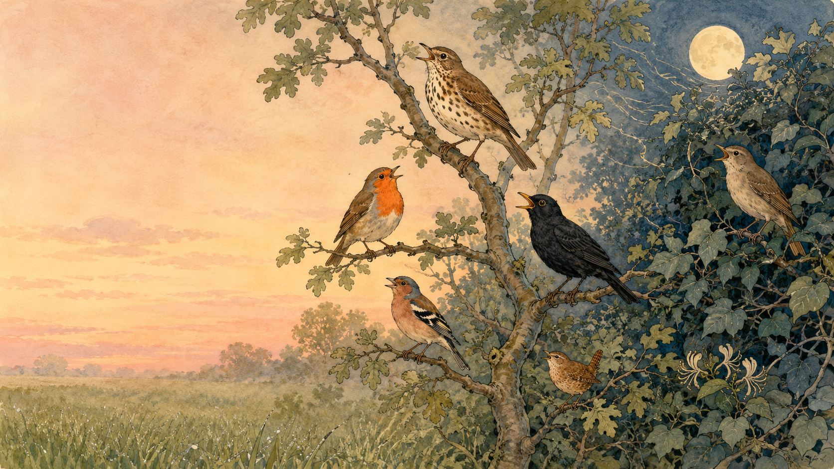 Illustration for Birds of the Air Chapter 2, The Song of Birds