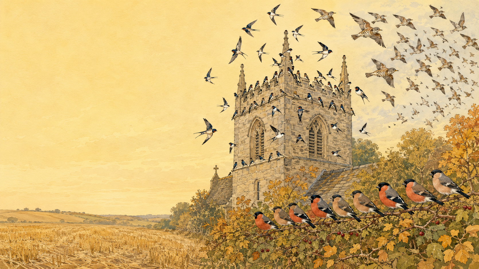 Illustration for Birds of the Air Chapter 9, Migrating in Autumn