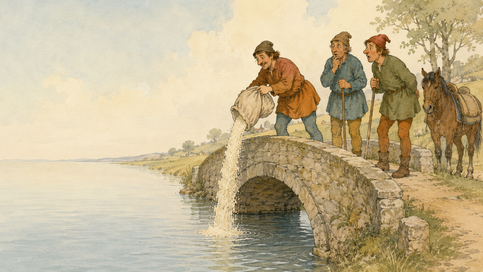 Illustration for Fifty Famous Stories Retold Chapter 10, Three Men of Gotham