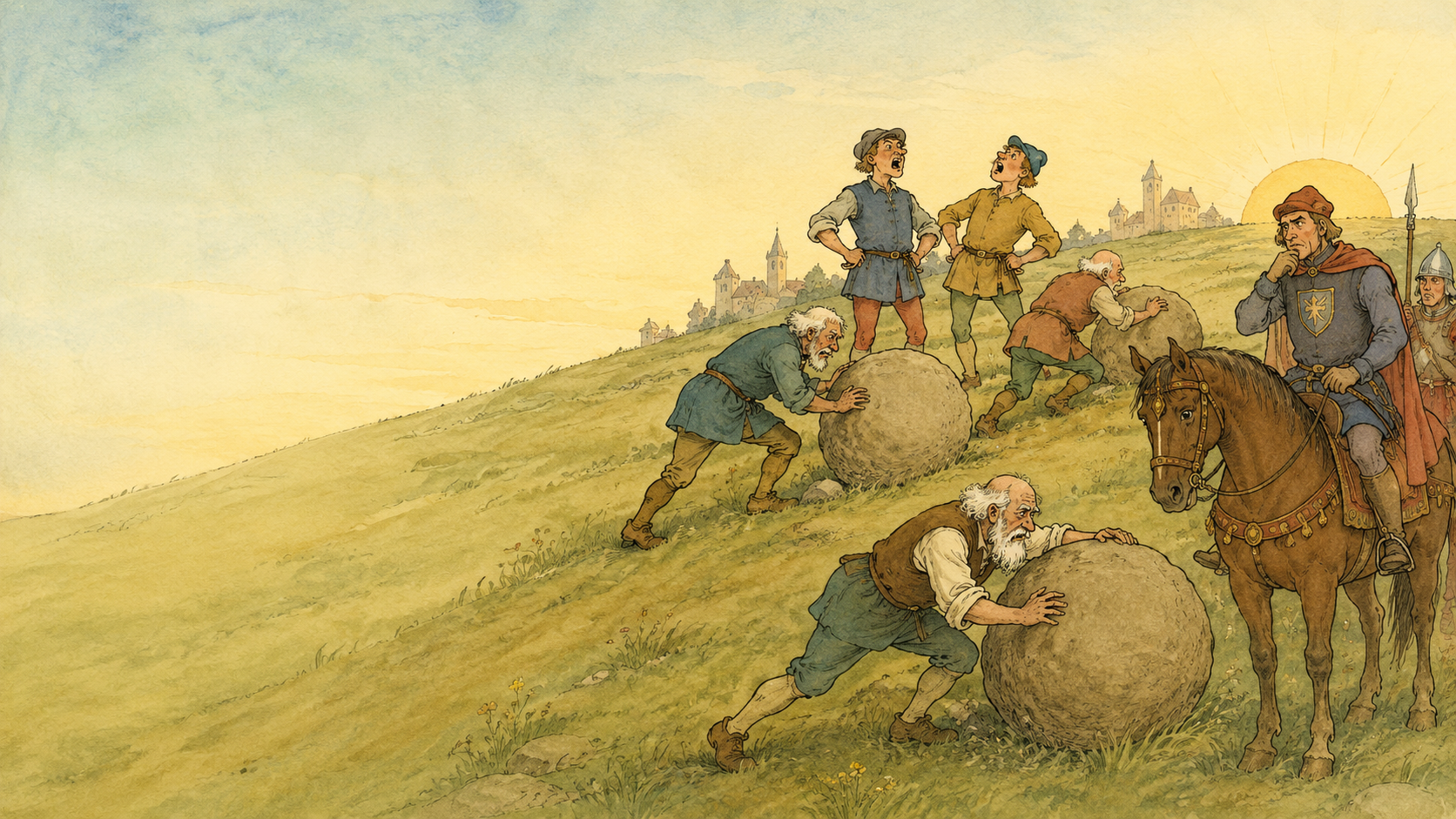 Illustration for Fifty Famous Stories Retold Chapter 11, Other Wise Men of Gotham