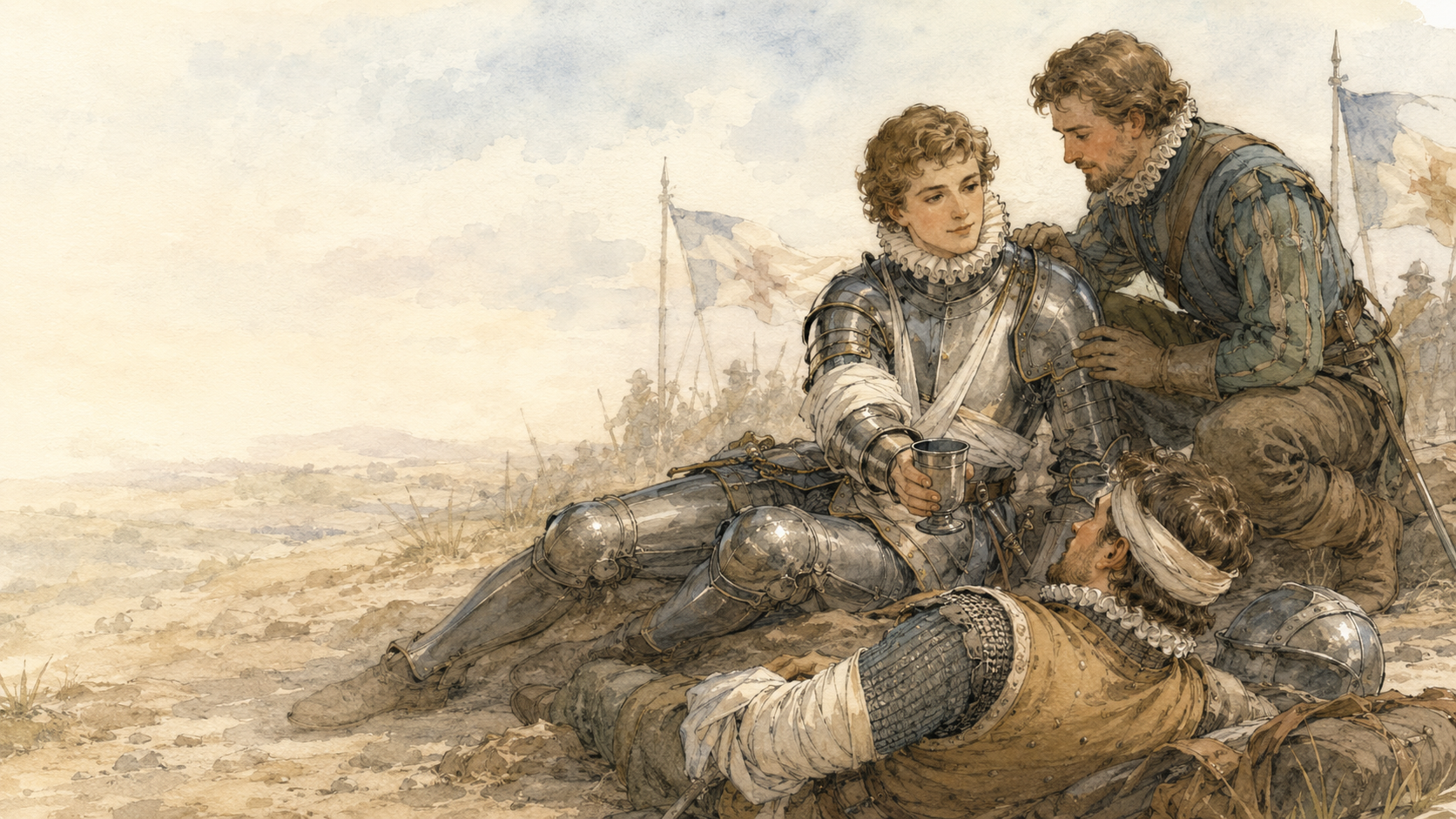 Illustration for Fifty Famous Stories Retold Chapter 13, Sir Philip Sidney