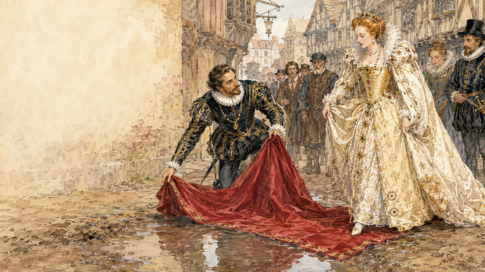 Illustration for Fifty Famous Stories Retold Chapter 16, Sir Walter Raleigh