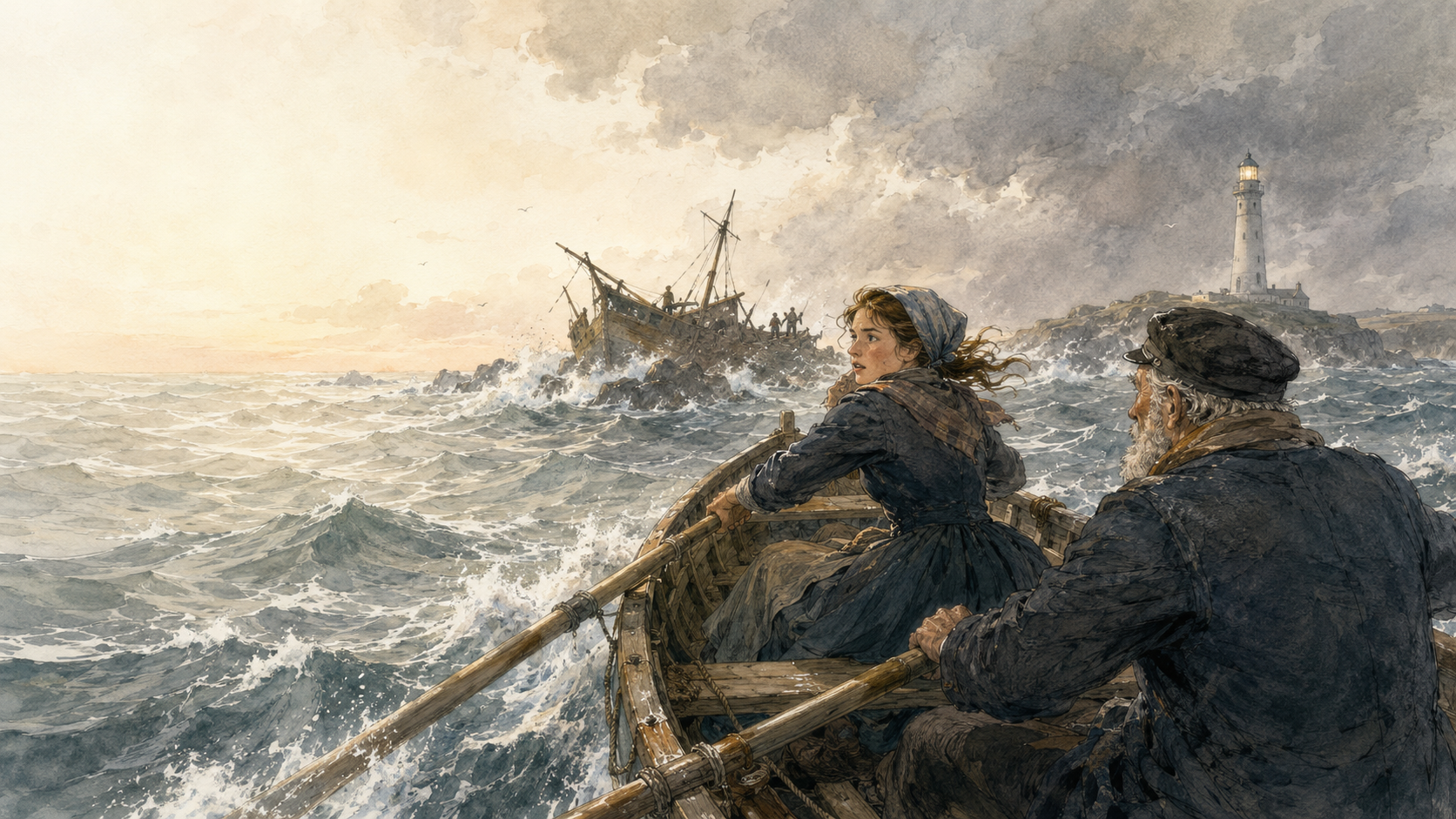 Illustration for Fifty Famous Stories Retold Chapter 19, Grace Darling