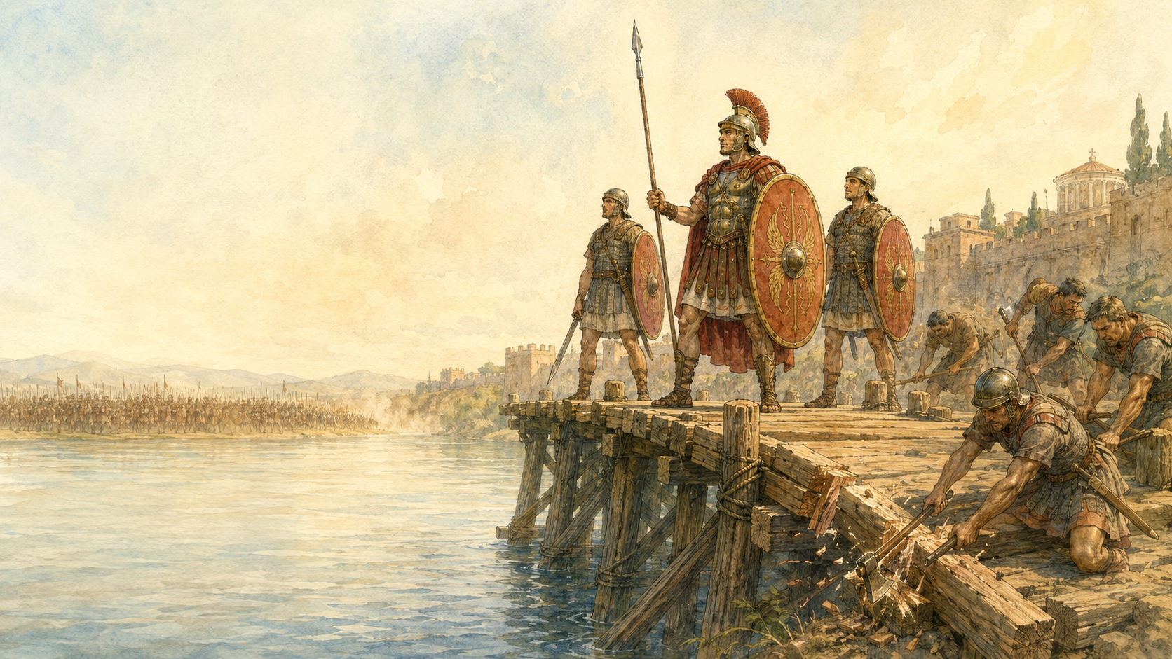 Illustration for Fifty Famous Stories Retold Chapter 28, Horatius at the Bridge