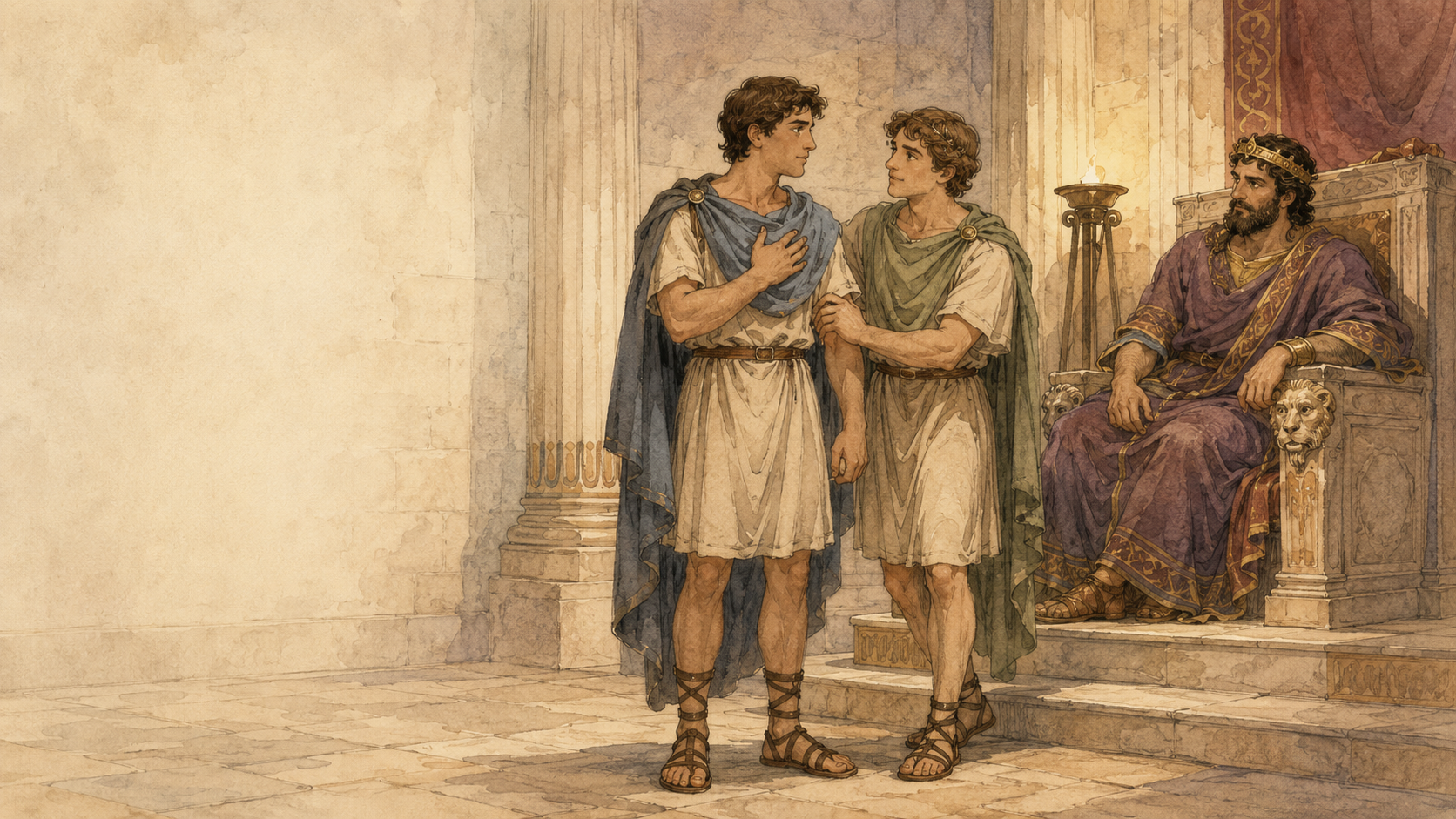 Illustration for Fifty Famous Stories Retold Chapter 31, Damon and Pythias