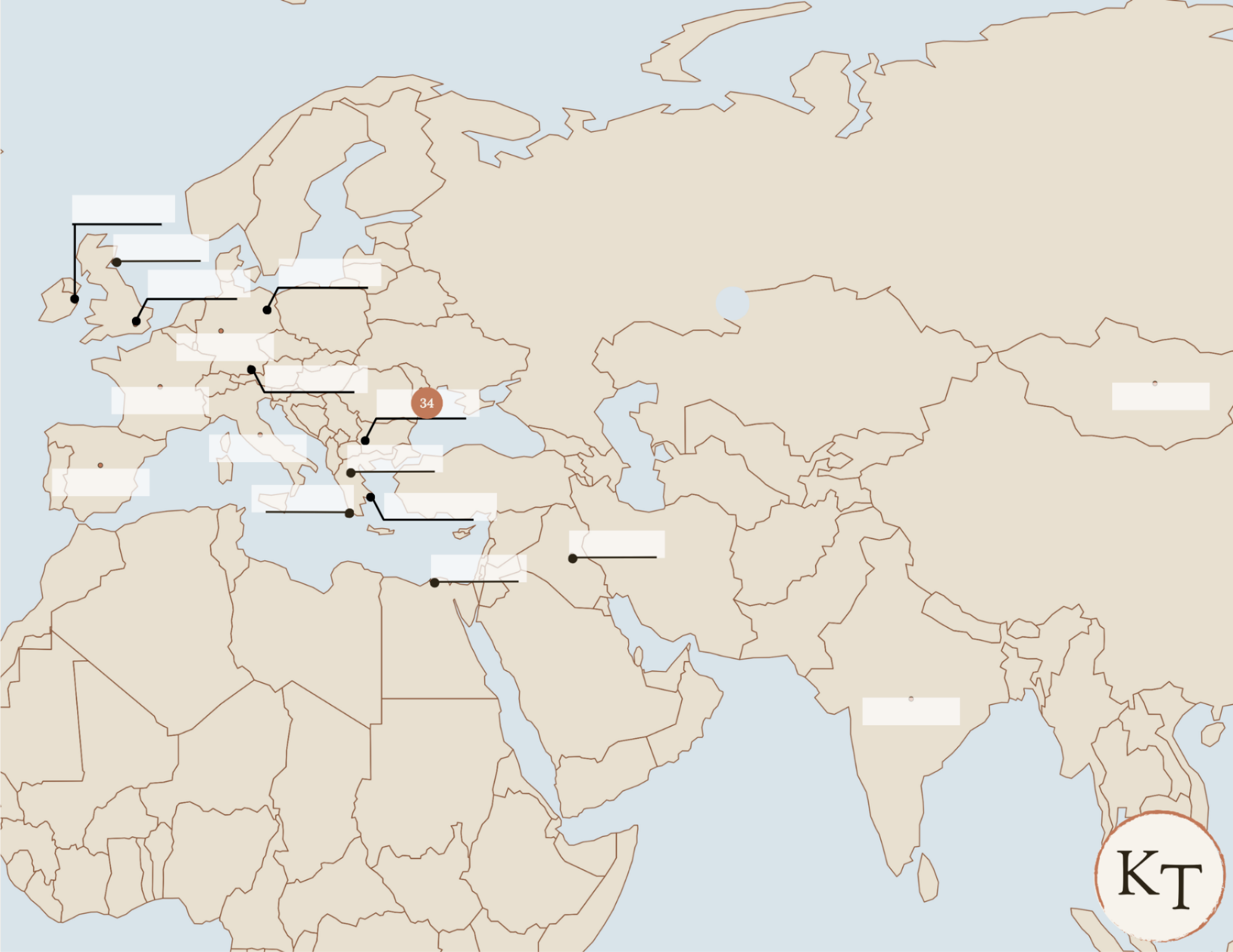 Key Locations map for Fifty Famous Stories Retold Chapter 34, with Macedon marked