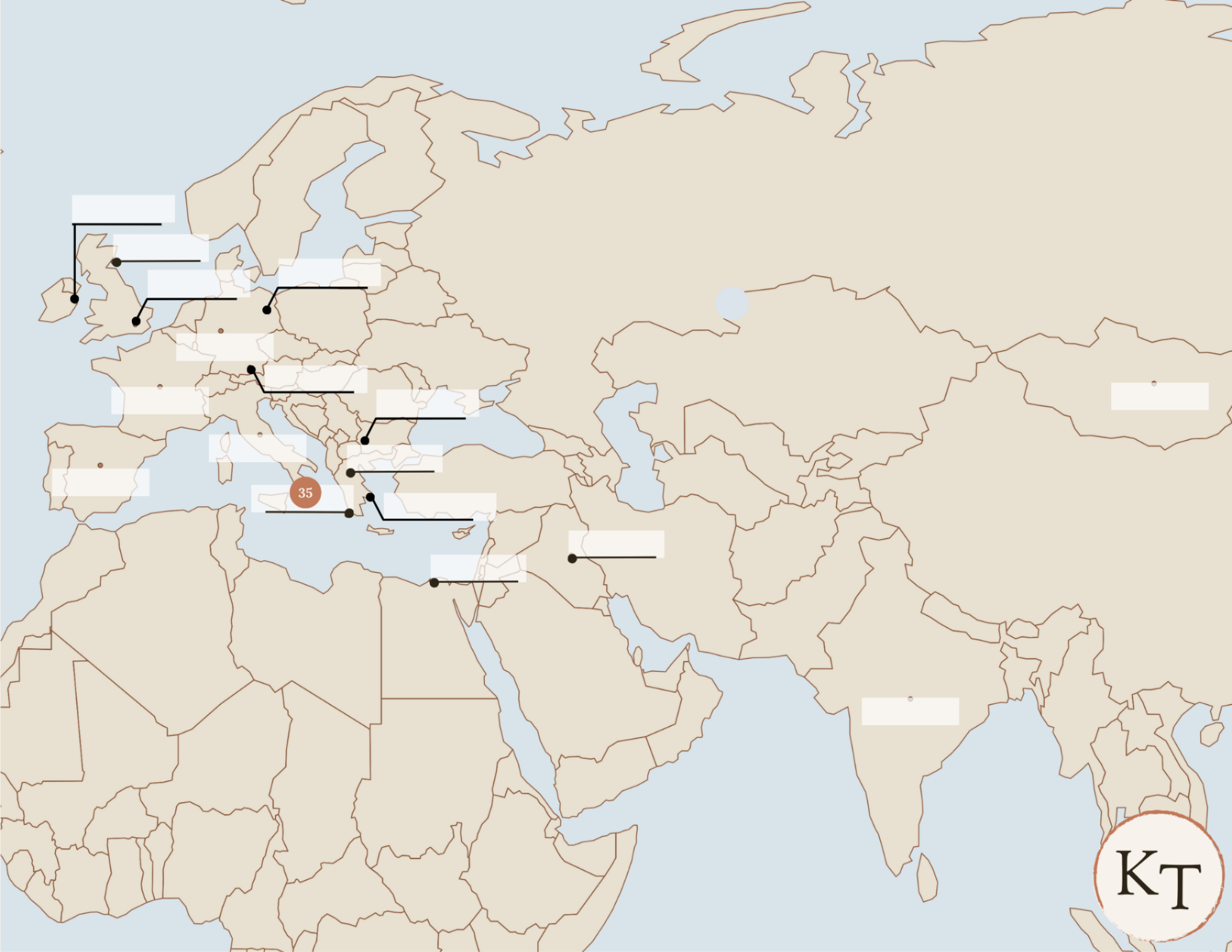 Key Locations map for Fifty Famous Stories Retold Chapter 35, with Corinth marked
