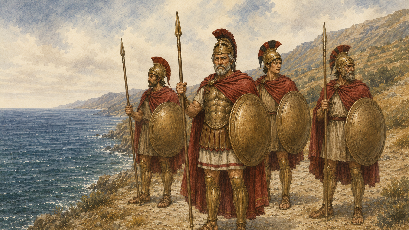 Illustration for Fifty Famous Stories Retold Chapter 36, The Brave Three Hundred