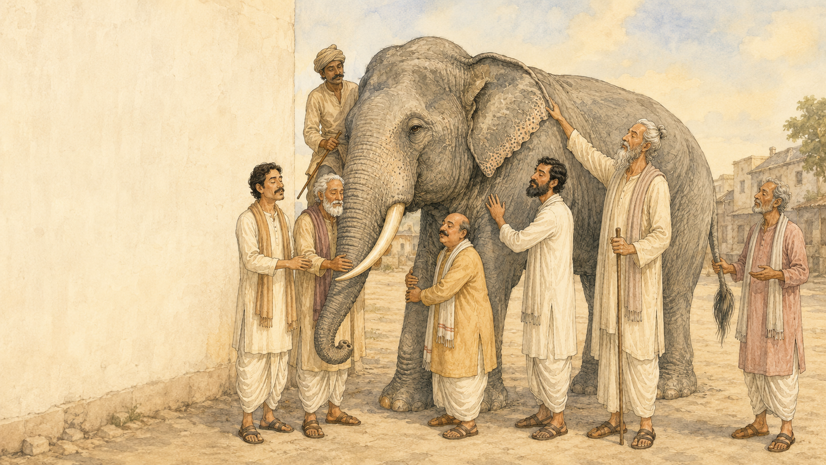 Illustration for Fifty Famous Stories Retold Chapter 43, The Blind Men and the Elephant