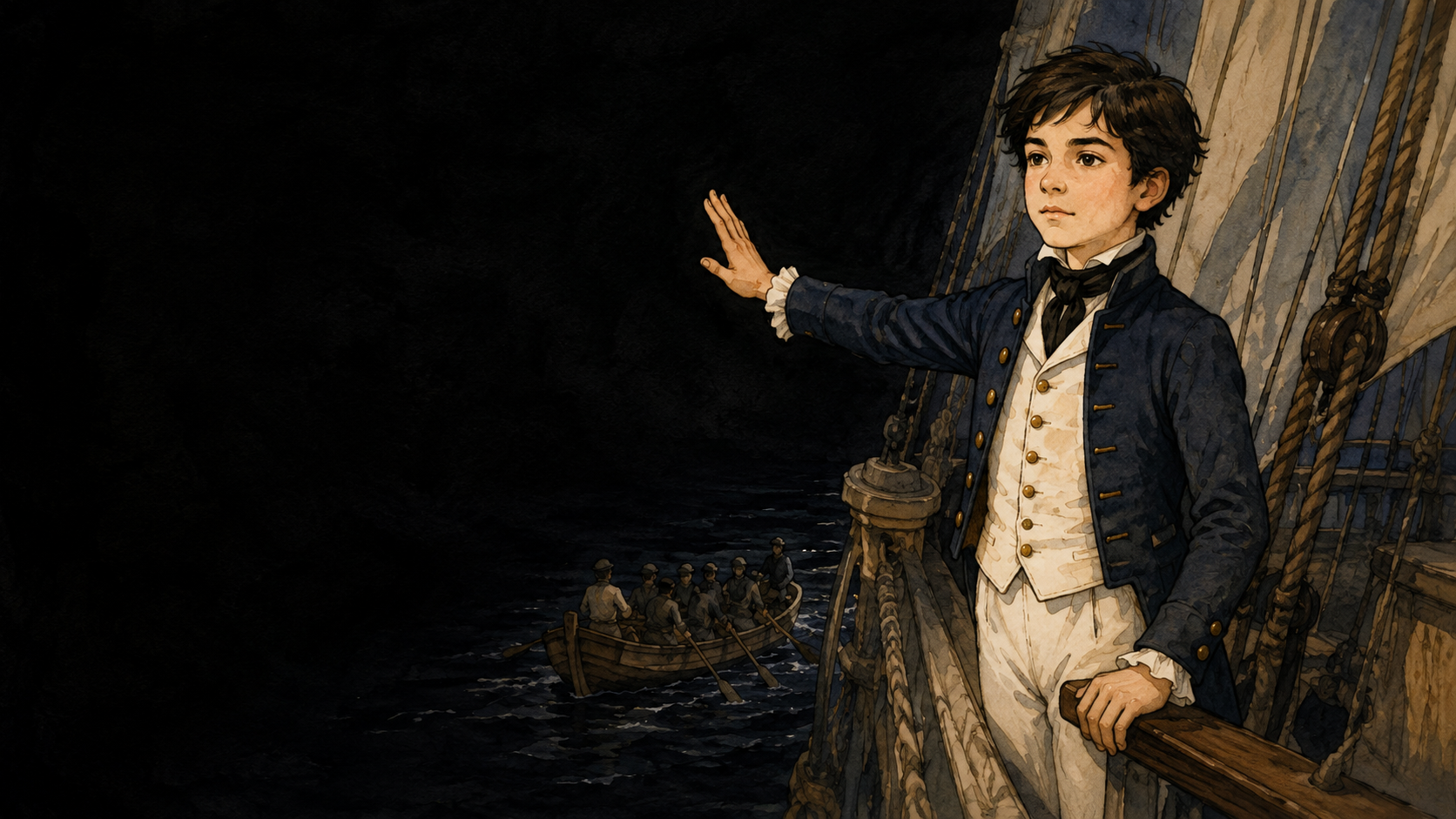 Illustration for Fifty Famous Stories Retold Chapter 47, Casabianca