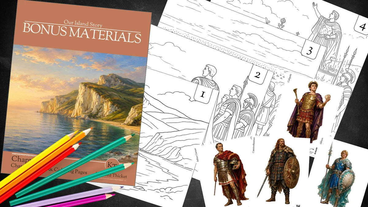 Our Island Story · Chapters 1–11 · Cards & Coloring Pages