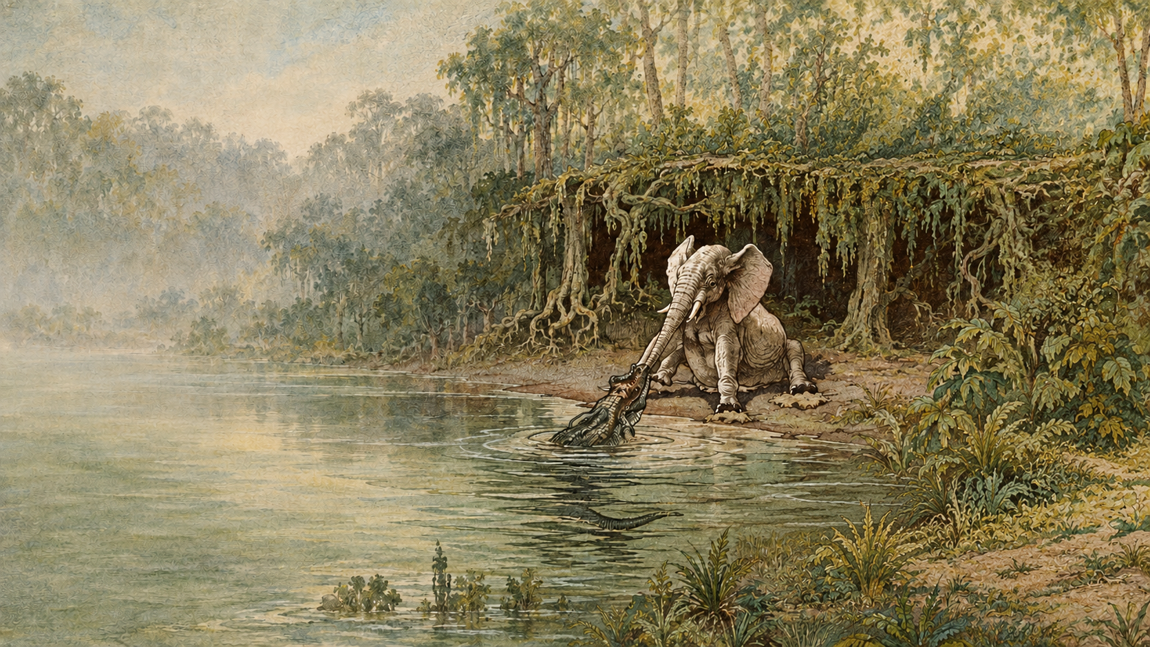 Illustration for Just So Stories Chapter 5, The Elephant’s Child