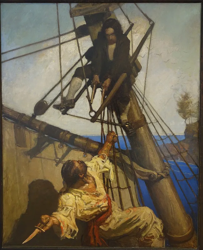 One More Step, Mr. Hands (1911) by N.C. Wyeth