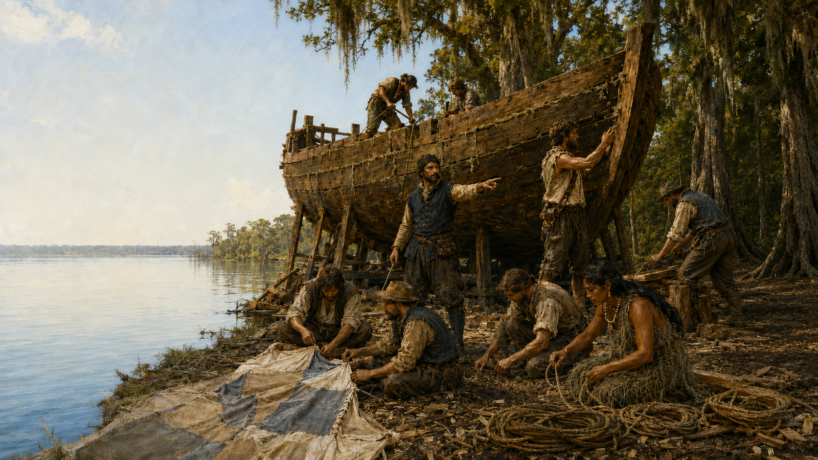 Illustration for This Country of Ours Chapter 7, How the Flag of France Was Planted in Florida