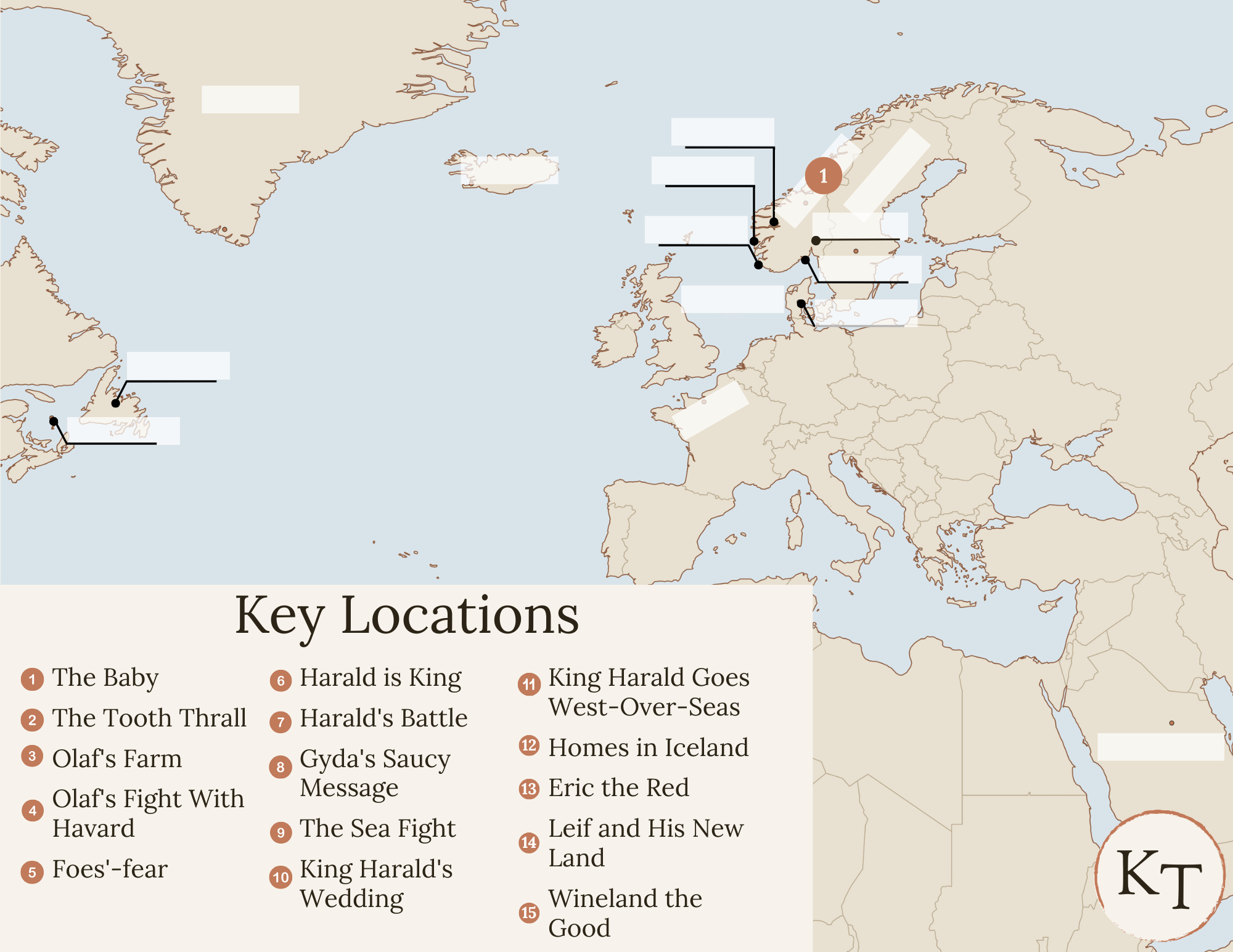Map for Viking Tales Chapter 1 showing Norway
