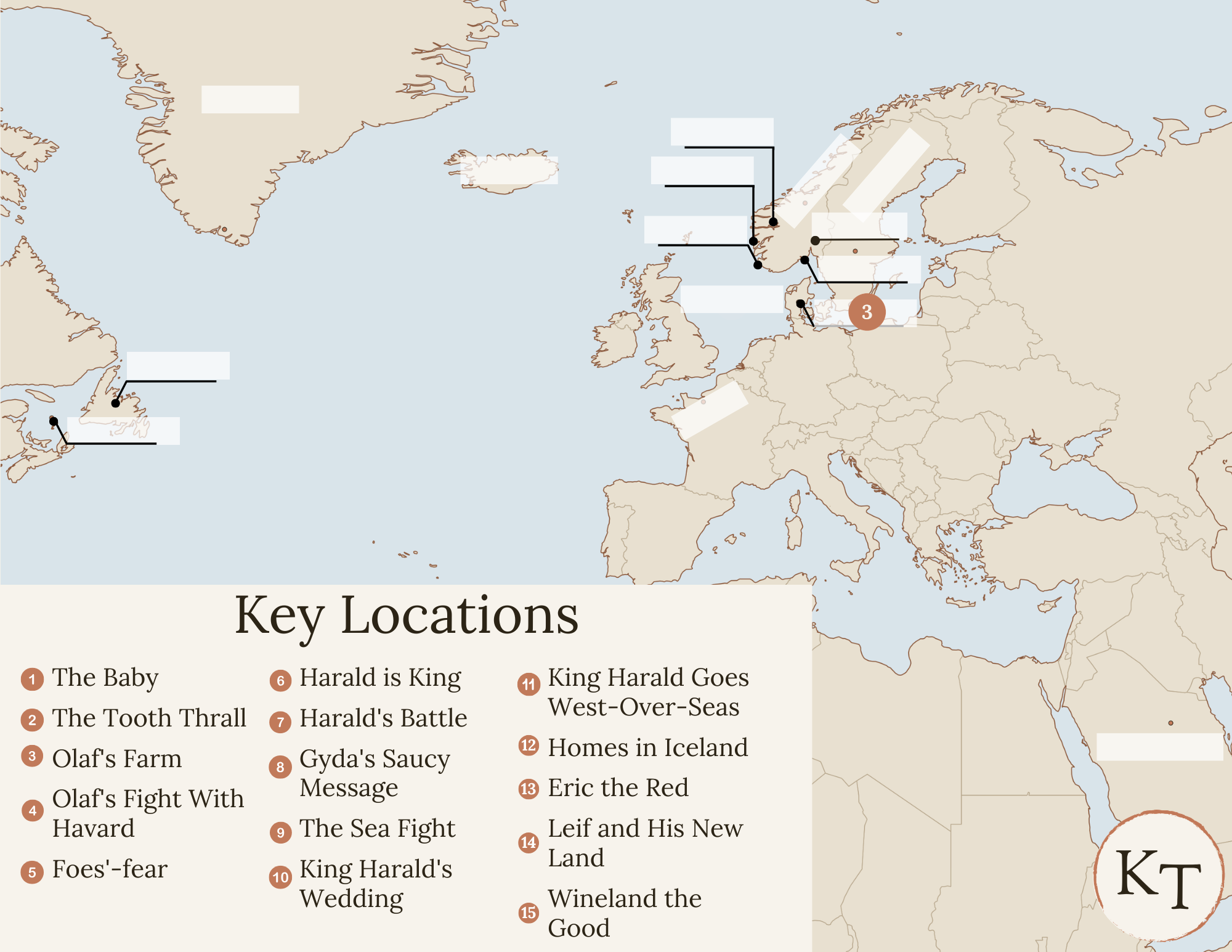 Key Locations map for {book} Chapter 3, with Denmark marked
