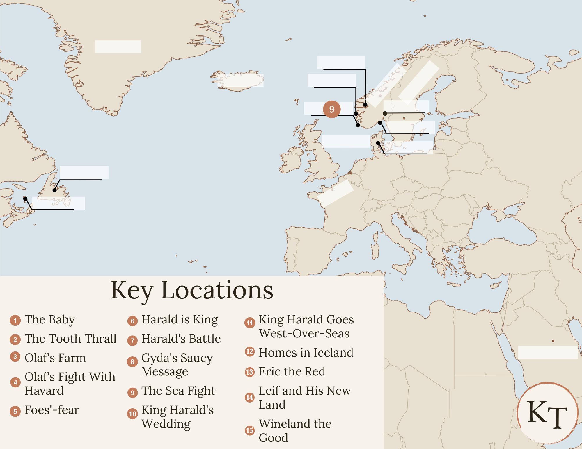 Key Locations map for {book} Chapter 9, with Stavanger marked